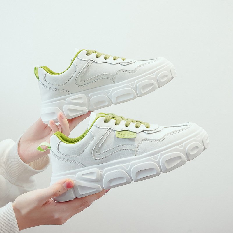 Little white shoes female 2022 spring new student running board shoes female increased sports casual shoes laces