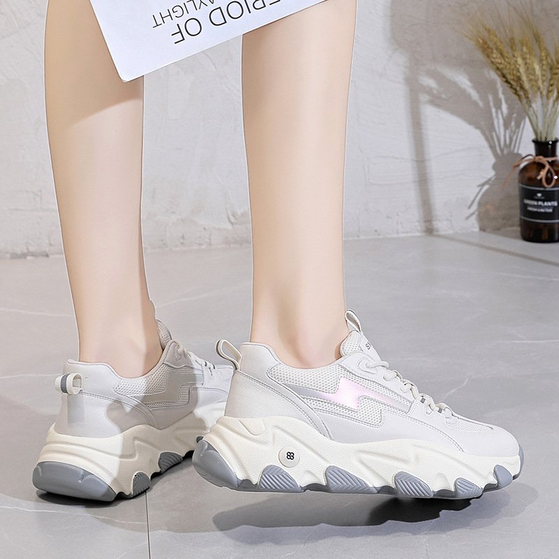 Women's Spring New Breathable Shoes Thick-Soled Increased Trendy Shoes Style Casual Non-slip Sports Shoes